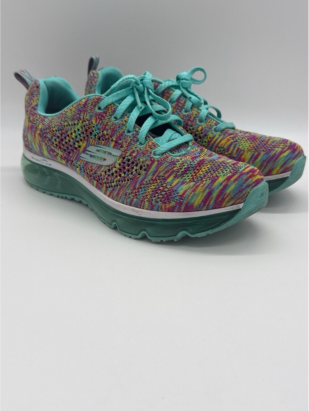 Skechers Skech-Air Knit Shoes Womens Size 8 Multicolor Rainbow Aqua Blue Teal